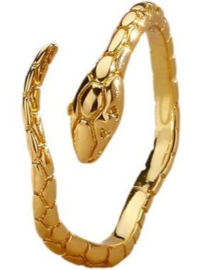 Gold Metal Snake Ring Adjustable Women Ring Delicate Hollow